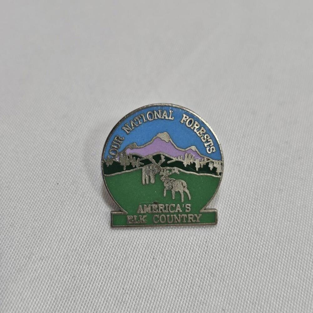 Vtg Our National Forest "America's Elk Country" Enamel Pin. Rare Collectors.